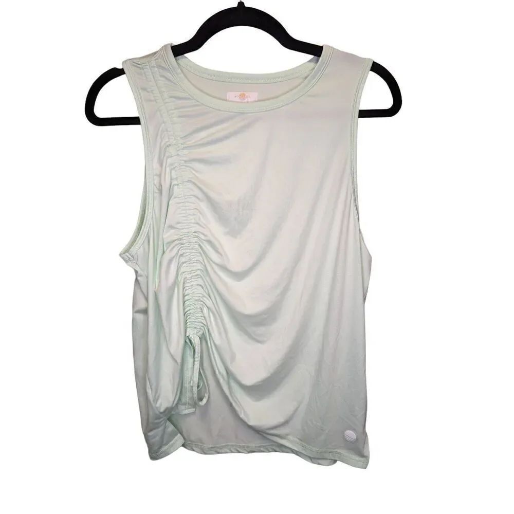 Body&Sol Tie Ruched Green Tank Top Women Size Large